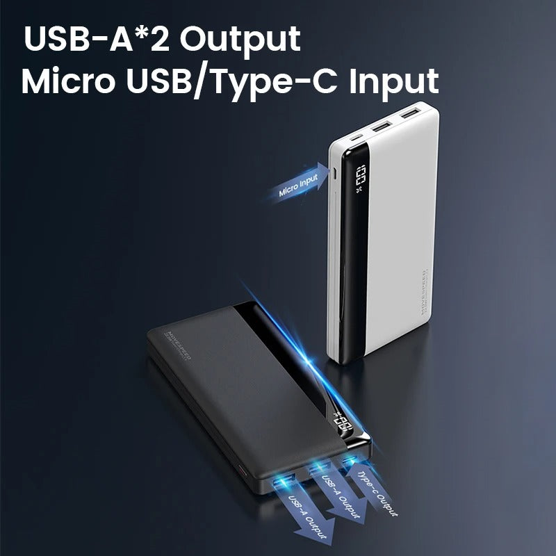 Powerbank MOVESPEED 10 000 mAh avec double port USB-A et design compact