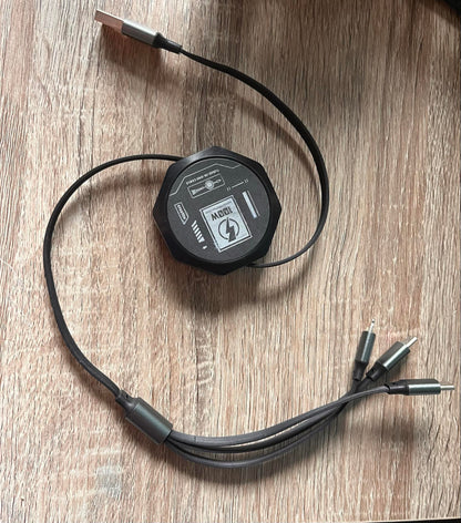 Câble USB rétractable 3-en-1 - 100W charge & données