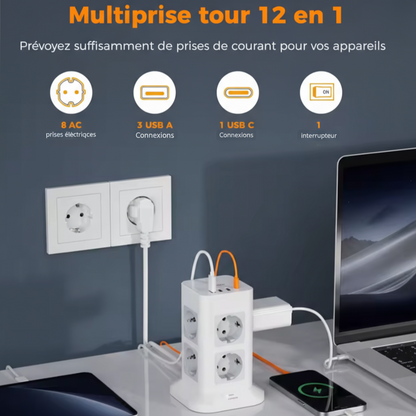 Accessoire LHEXOR TESSAN 12-en-1, solution de charge multiple et rangement pratique des câbles.