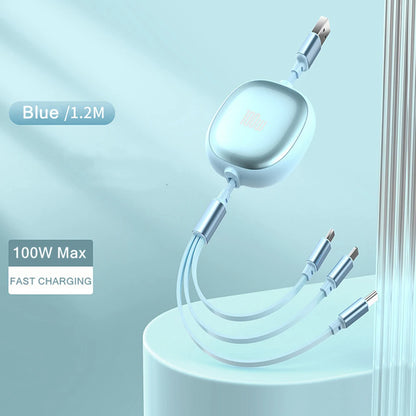 Câble rétractable 3-en-1 - Charge rapide 100W et données