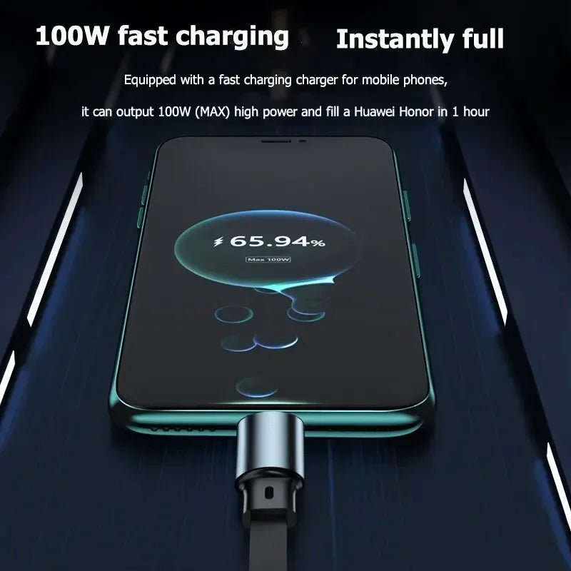 Câble USB rétractable 3-en-1 - 100W charge & données