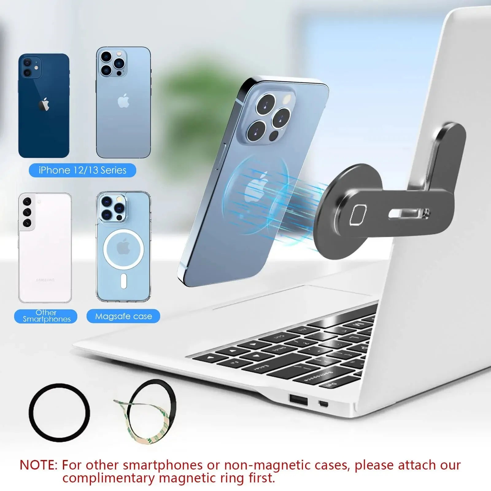 Support magnétique pour téléphone à fixer sur ordinateur portable tous smarphones