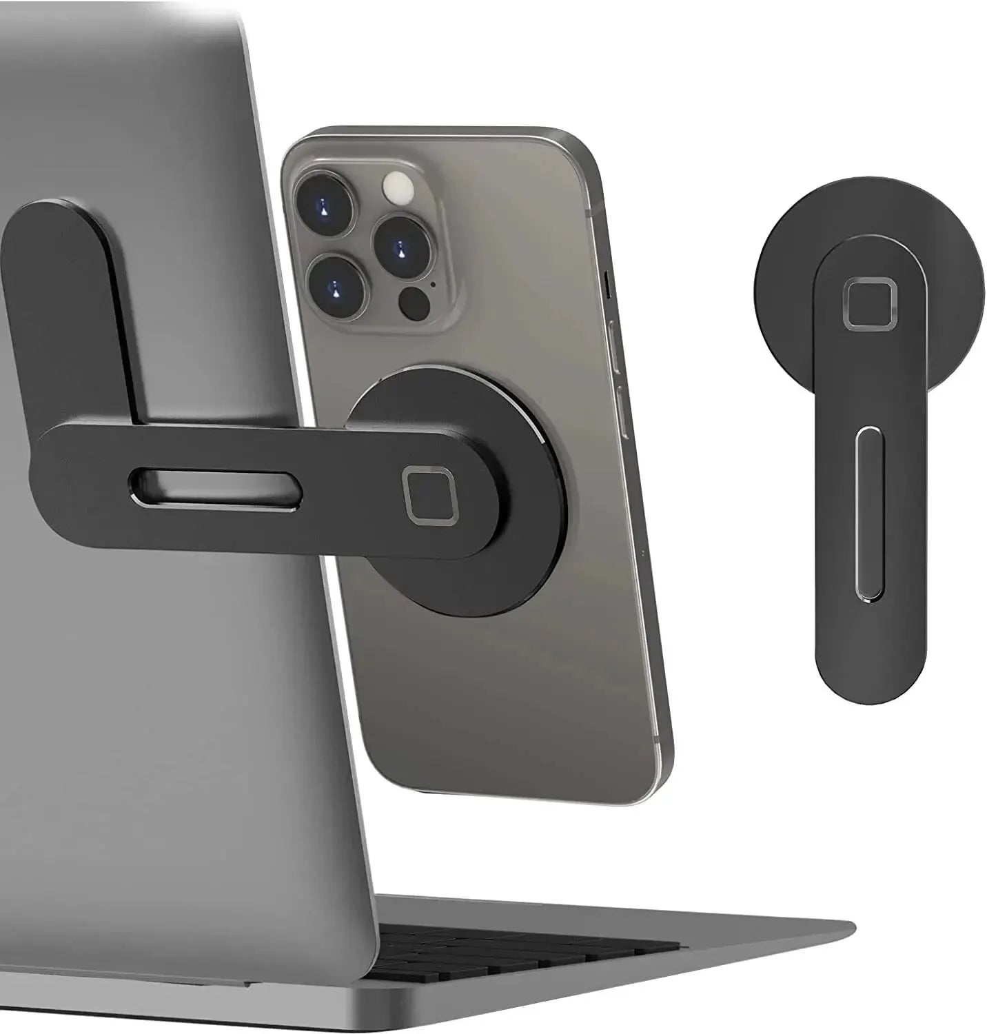 Support magnétique pour téléphone à fixer sur ordinateur portable noir