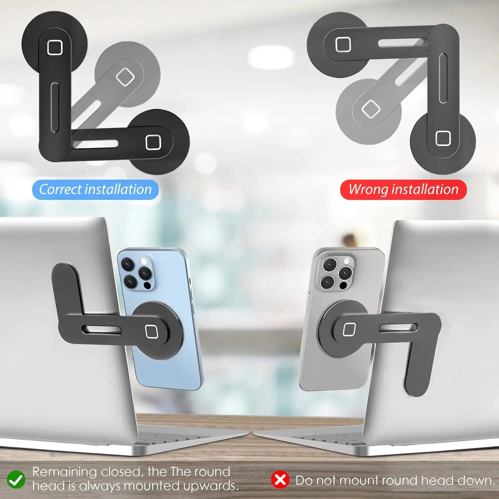 Support magnétique pour téléphone à fixer sur ordinateur portable installation
