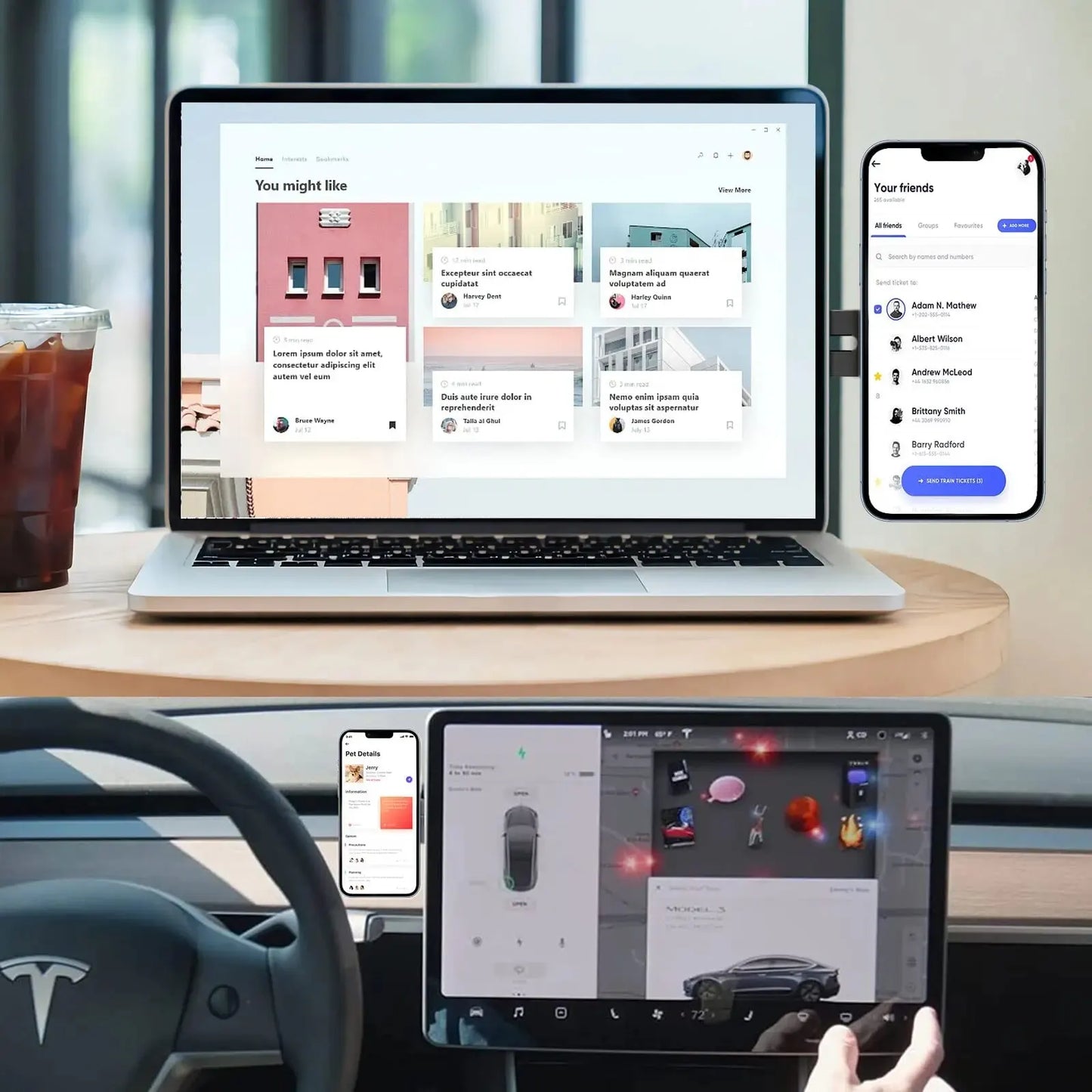 Support magnétique pour téléphone à fixer sur ordinateur portable transporte partout
