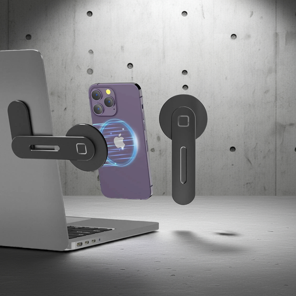 Support magnétique pour téléphone à fixer sur ordinateur portable