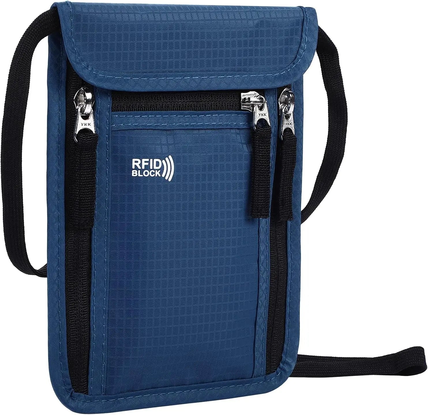 Pochette de voyage RFID pour passeports et billets d’avion bleu