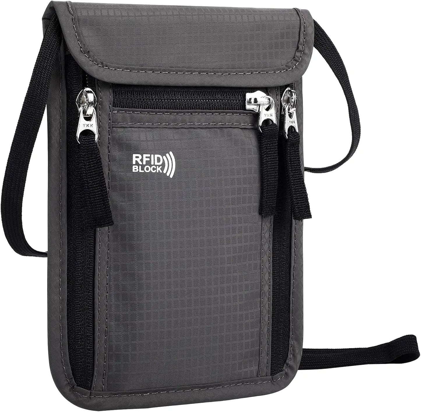 Pochette de voyage RFID pour passeports et billets d’avion gris
