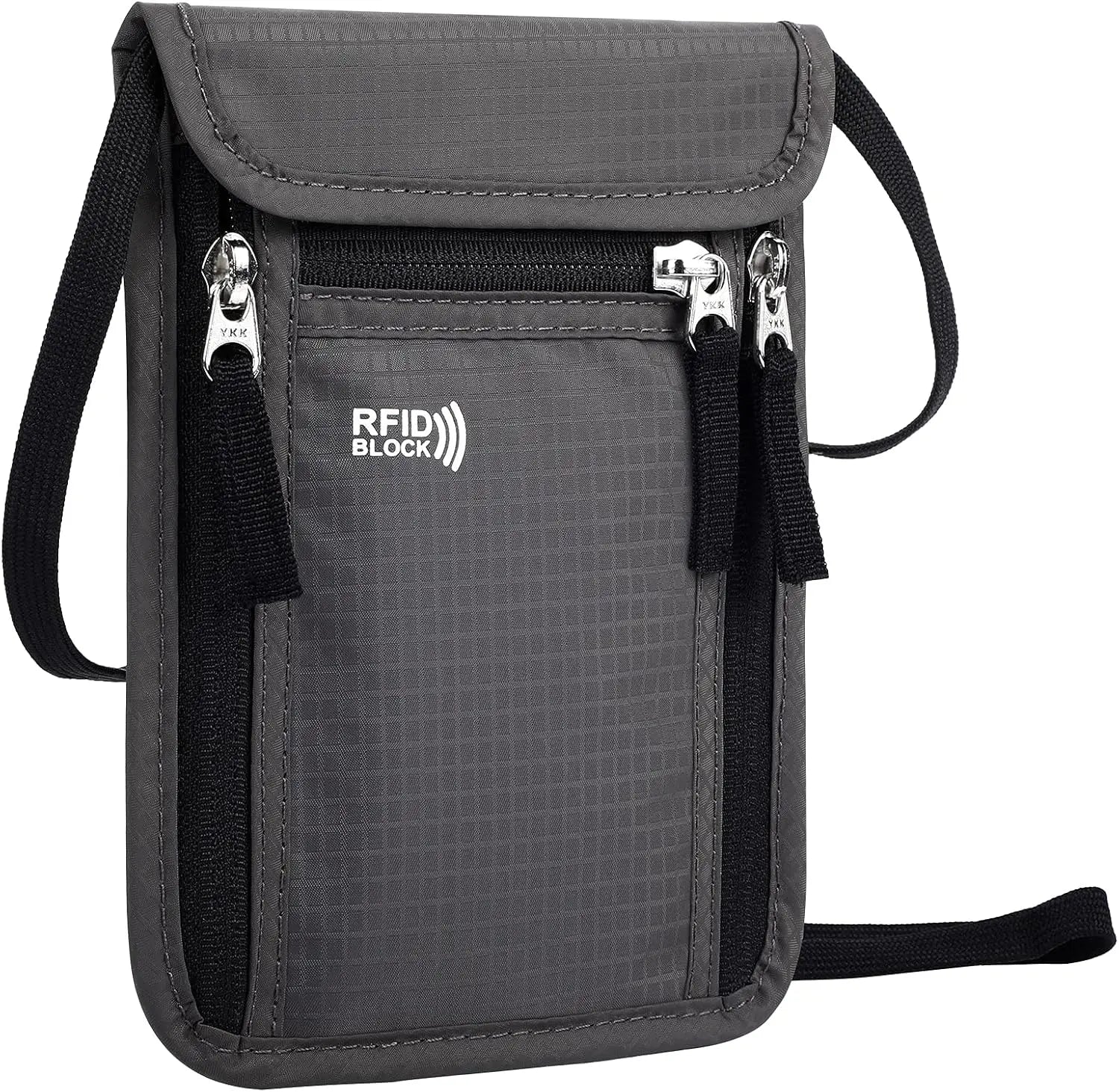 Pochette de voyage RFID pour passeports et billets d’avion gris
