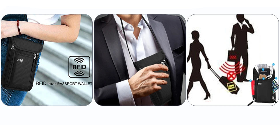 Pochette de voyage RFID pour passeports et billets d’avion - protection 