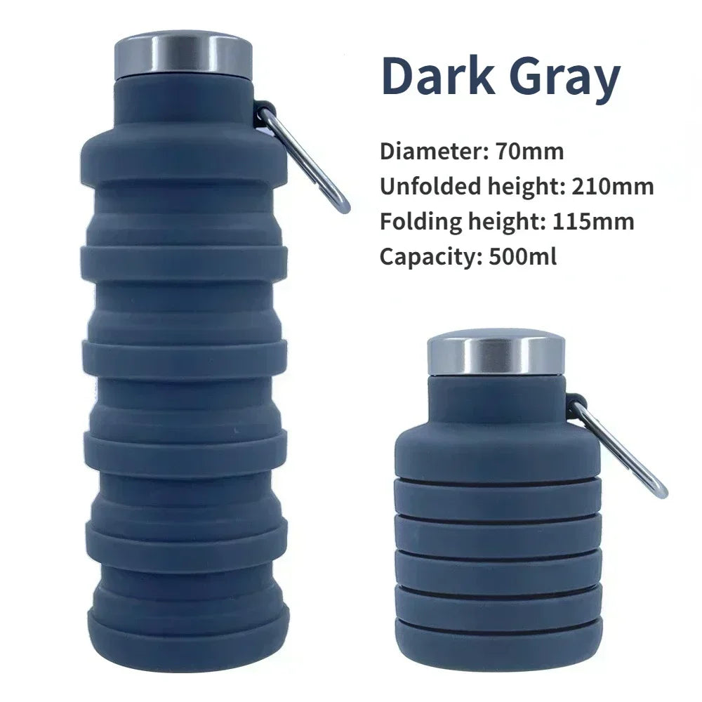 gourde pliante en silicone gris