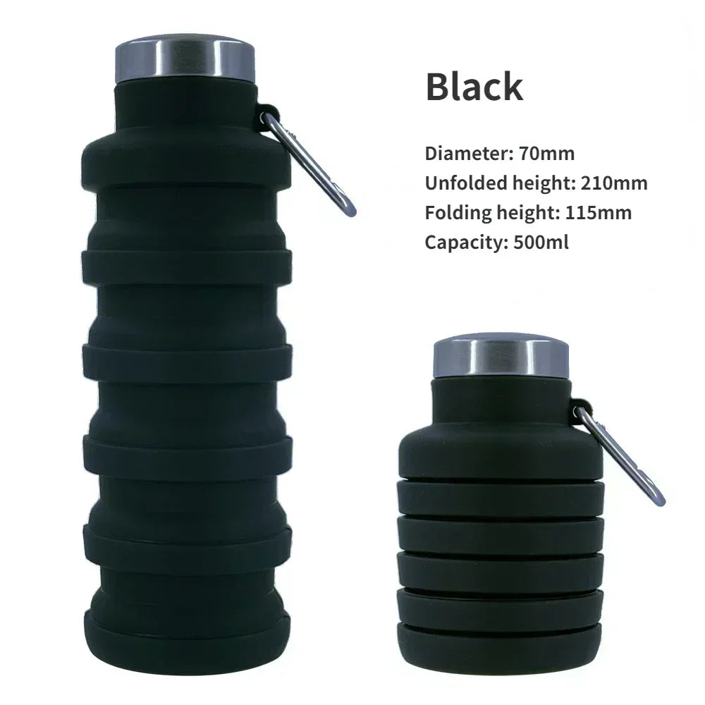 gourde pliante en silicone noir