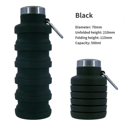 gourde pliante en silicone noir