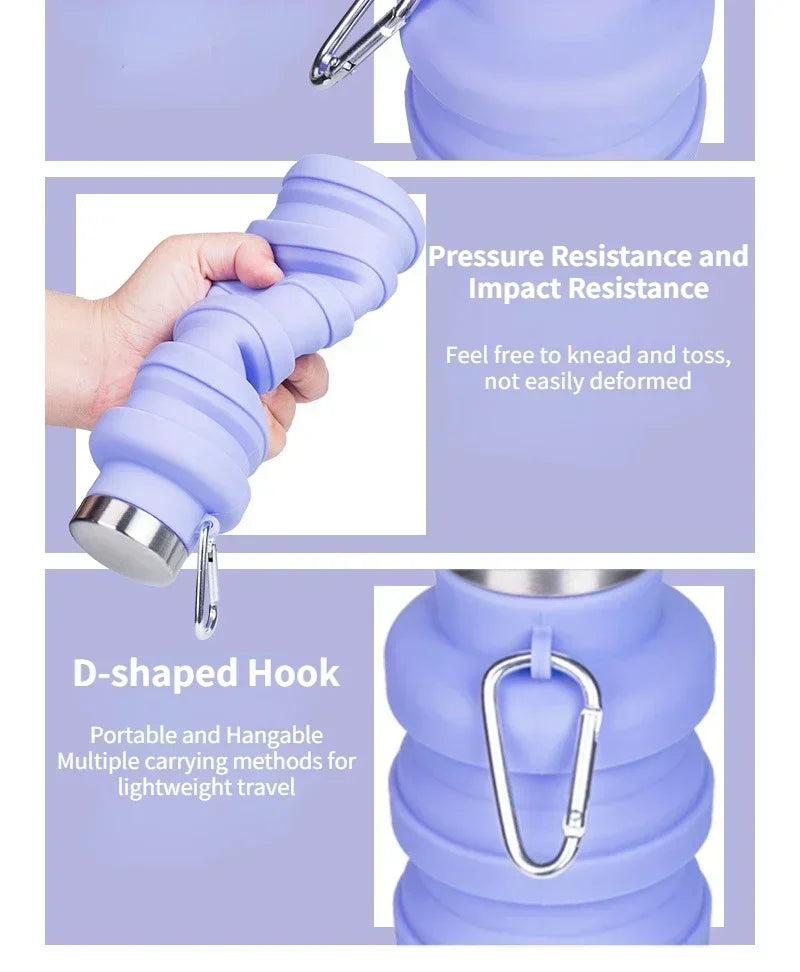 gourde pliante en silicone résistant et portable