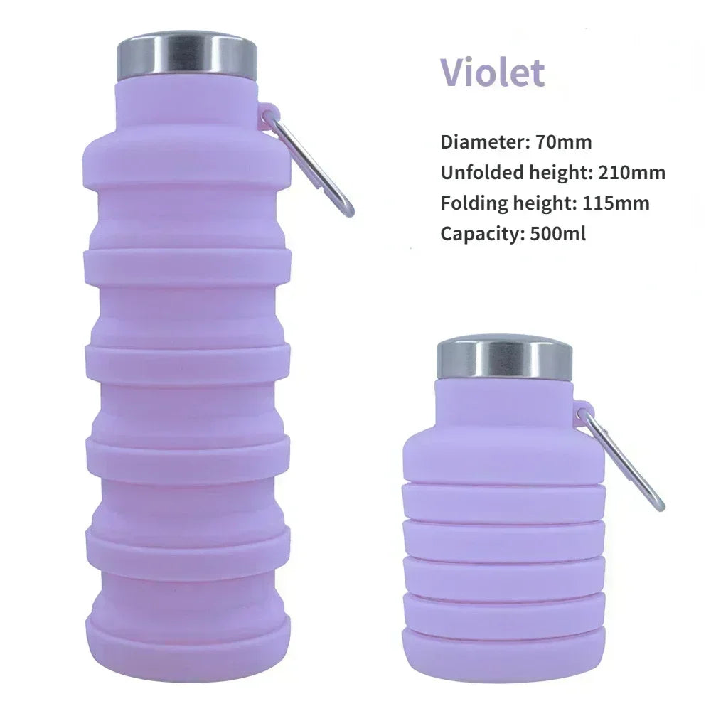 gourde pliante en silicone violet