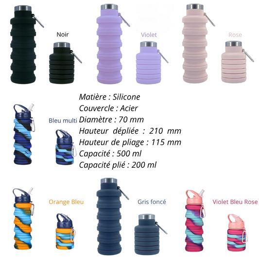 gourde pliante en silicone modèles