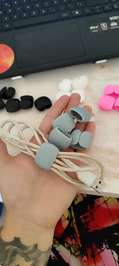 Ensemble de 5 organiseurs de câbles pour bureau ou voyage - bleu