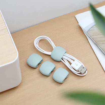 Ensemble d'organiseurs de câbles pour bureau ou voyage bleu