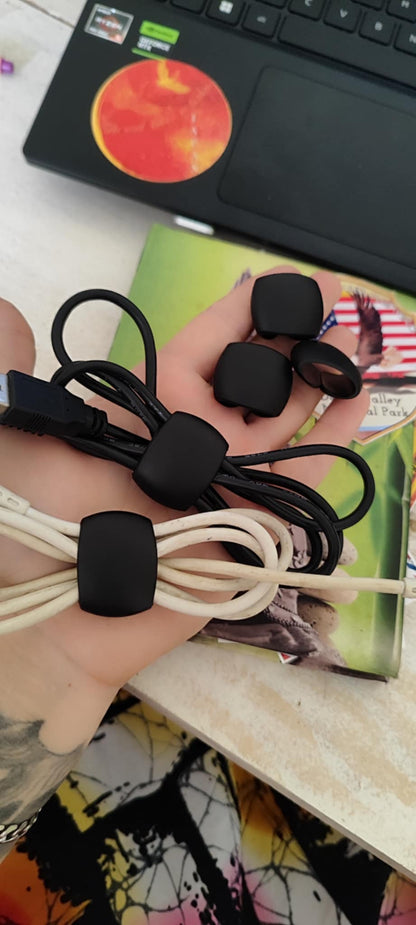 Ensemble de 5 organiseurs de câbles pour bureau ou voyage - noir