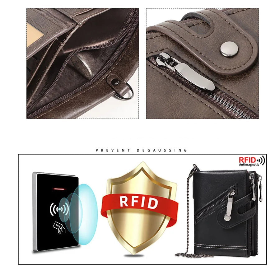 Portefeuille RFID en cuir pour homme -protection anti-piratage prévention
