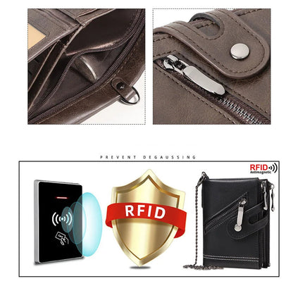 Portefeuille RFID en cuir pour homme -protection anti-piratage prévention