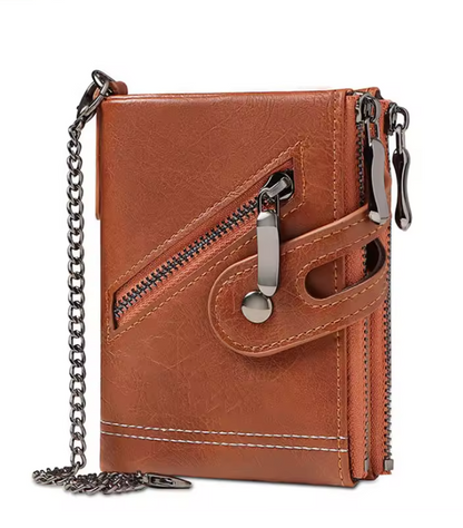 Portefeuille RFID en cuir pour homme - protection anti-piratage- kaki