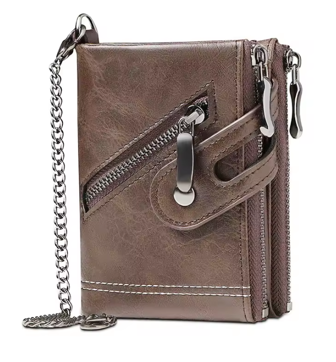 Portefeuille RFID en cuir pour homme - protection anti-piratage - marron