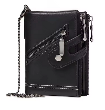 Portefeuille RFID en cuir pour homme - protection anti-piratage noir