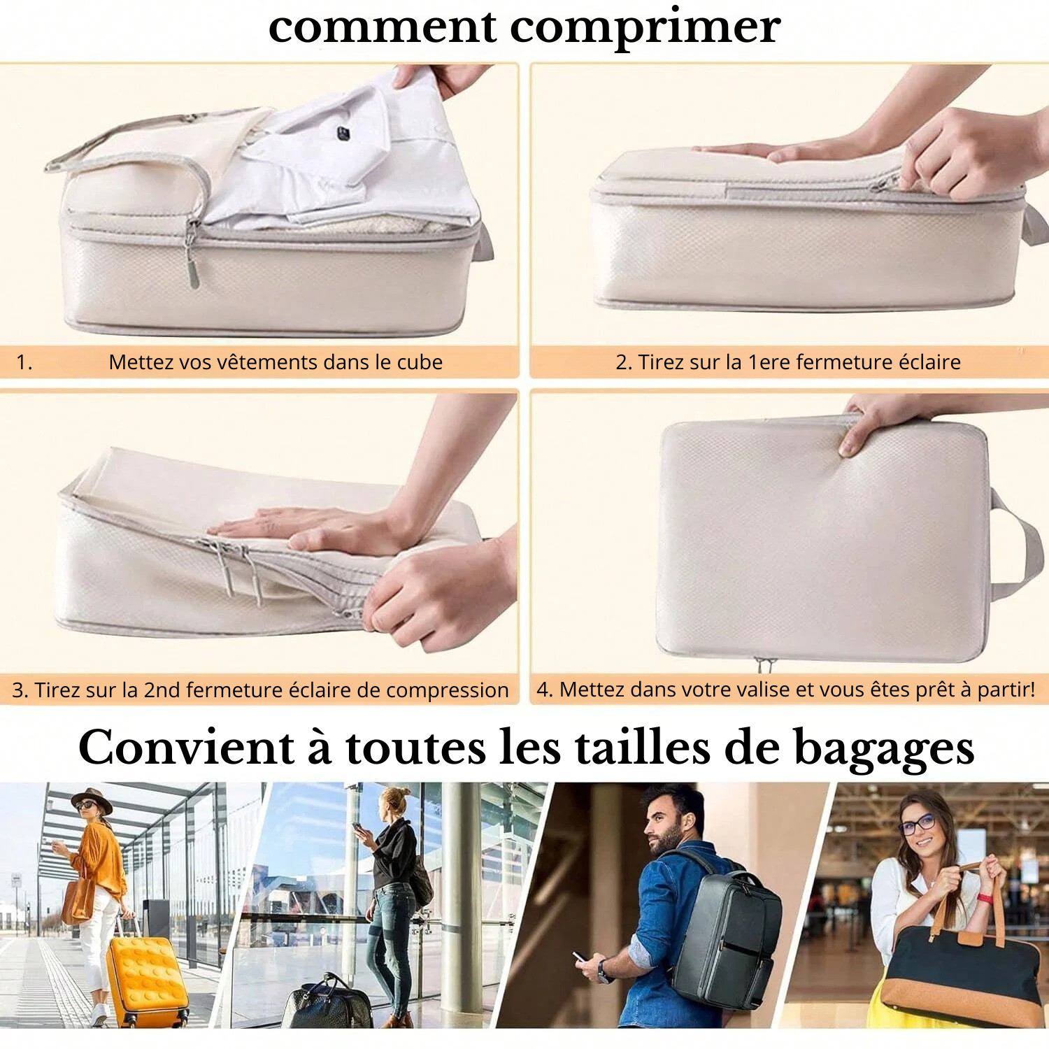 Sacs de rangement légers pour valises et bagages cabine